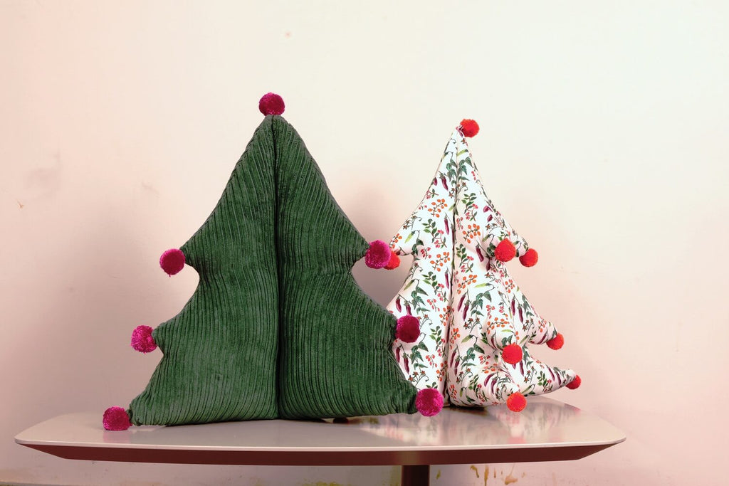 Charming Corduroy Christmas Tree Pillow