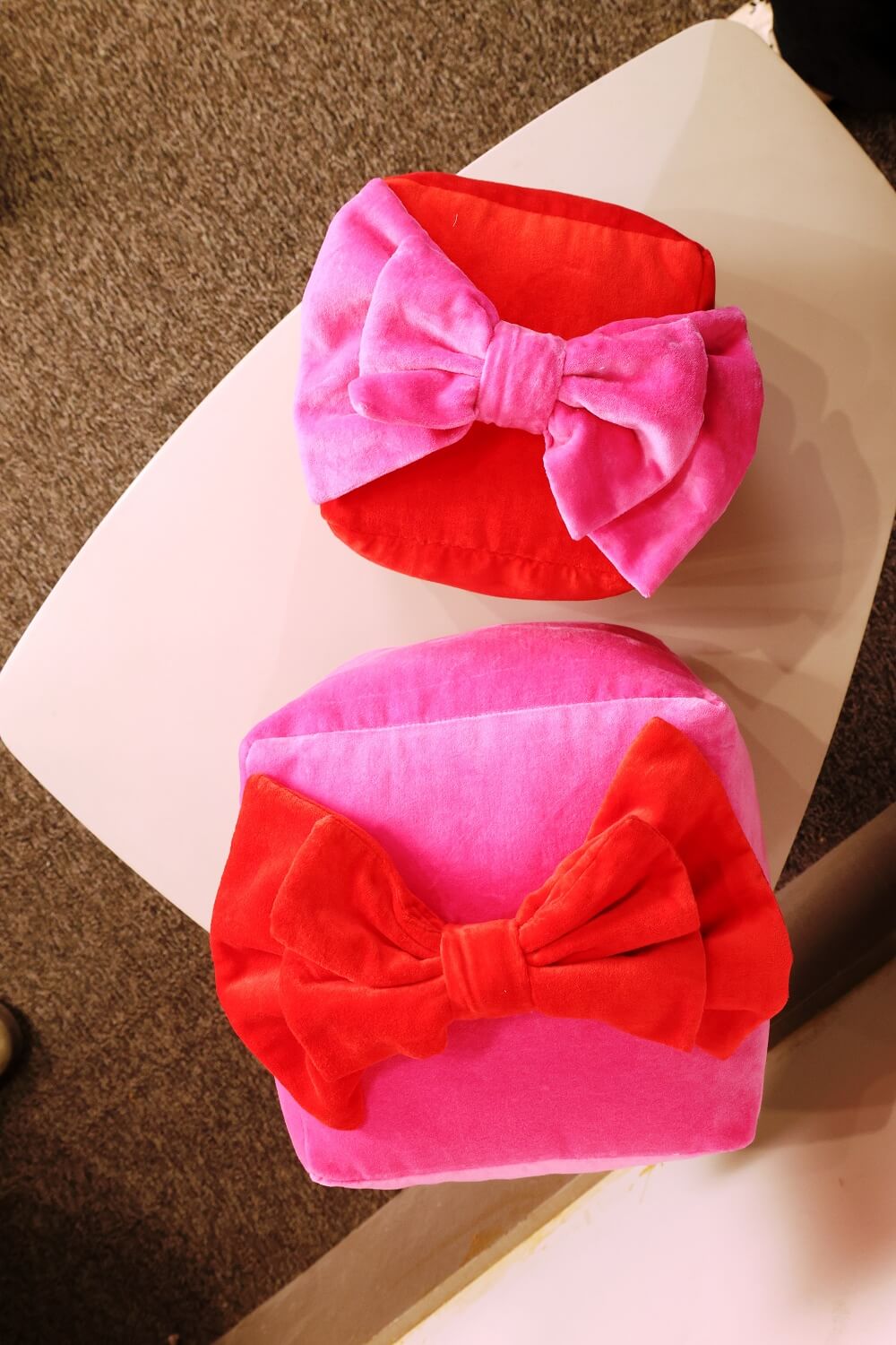 Red Velvet Christmas Gift Box Pillow