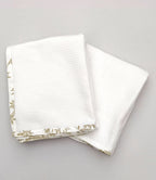 Alabaster Flora Satin-Frame White Cotton Waffle Towel Set Of 4 Pieces