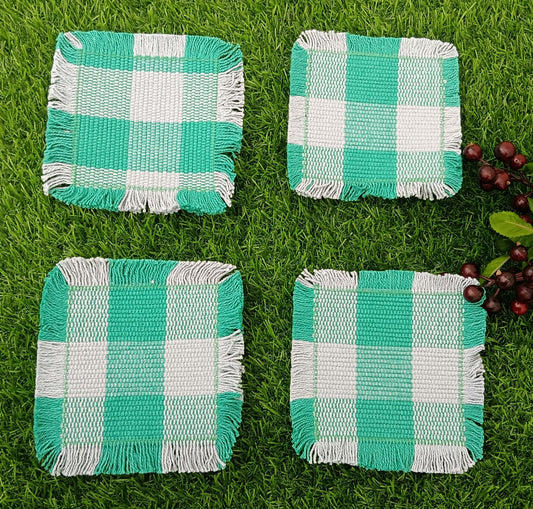 Woven Rib Check Coaster Set Size 6x6'' Pack Of 04Pieces