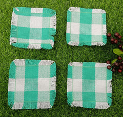 Woven Rib Check Coaster Set Size 6x6'' Pack Of 04Pieces