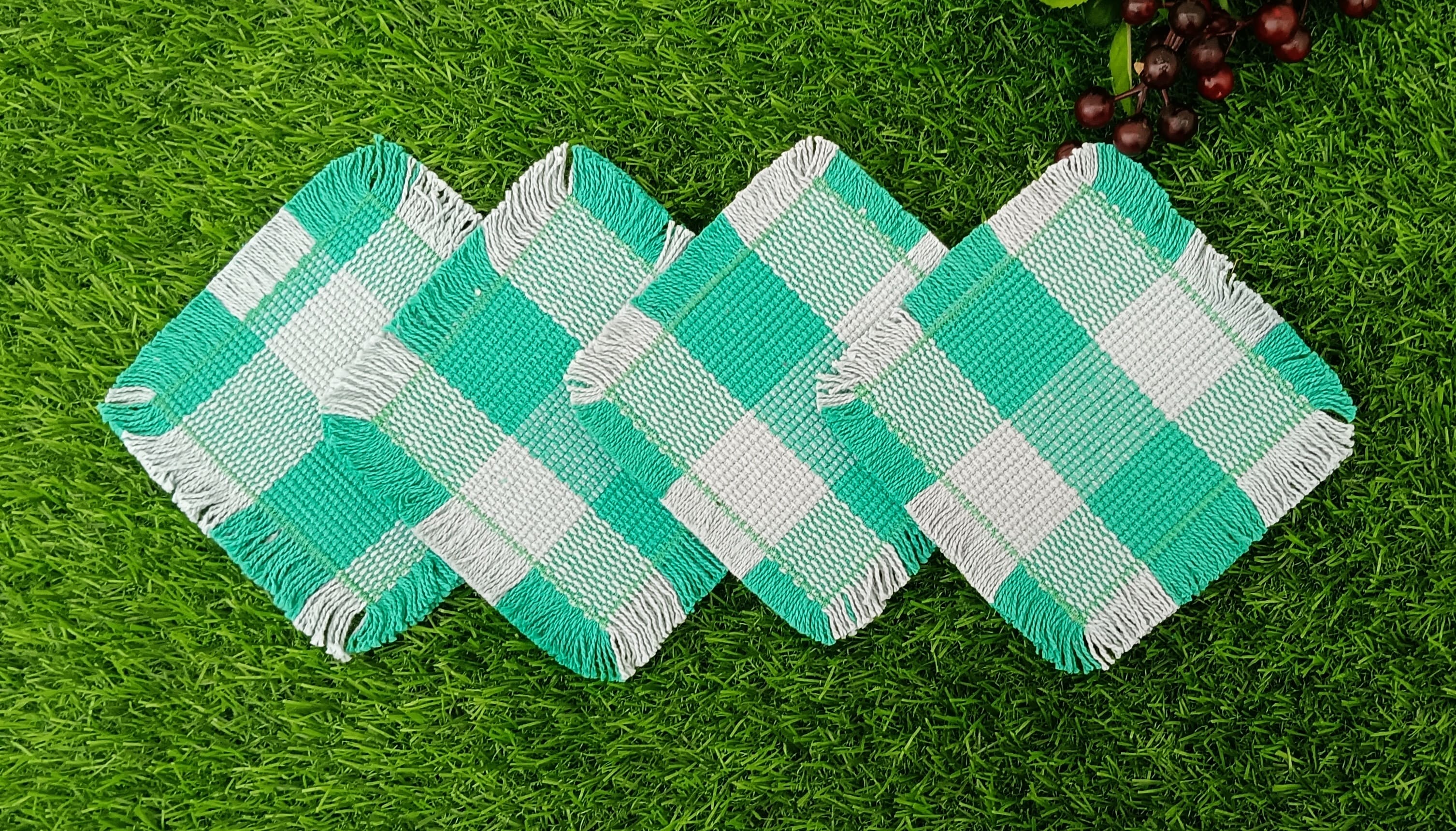 Heritage Ribbed Check Coaster Set Pack Of 4 Pieces