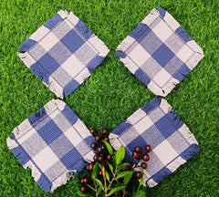 Woven Rib Check Coaster Set Size 6x6'' Pack Of 04Pieces