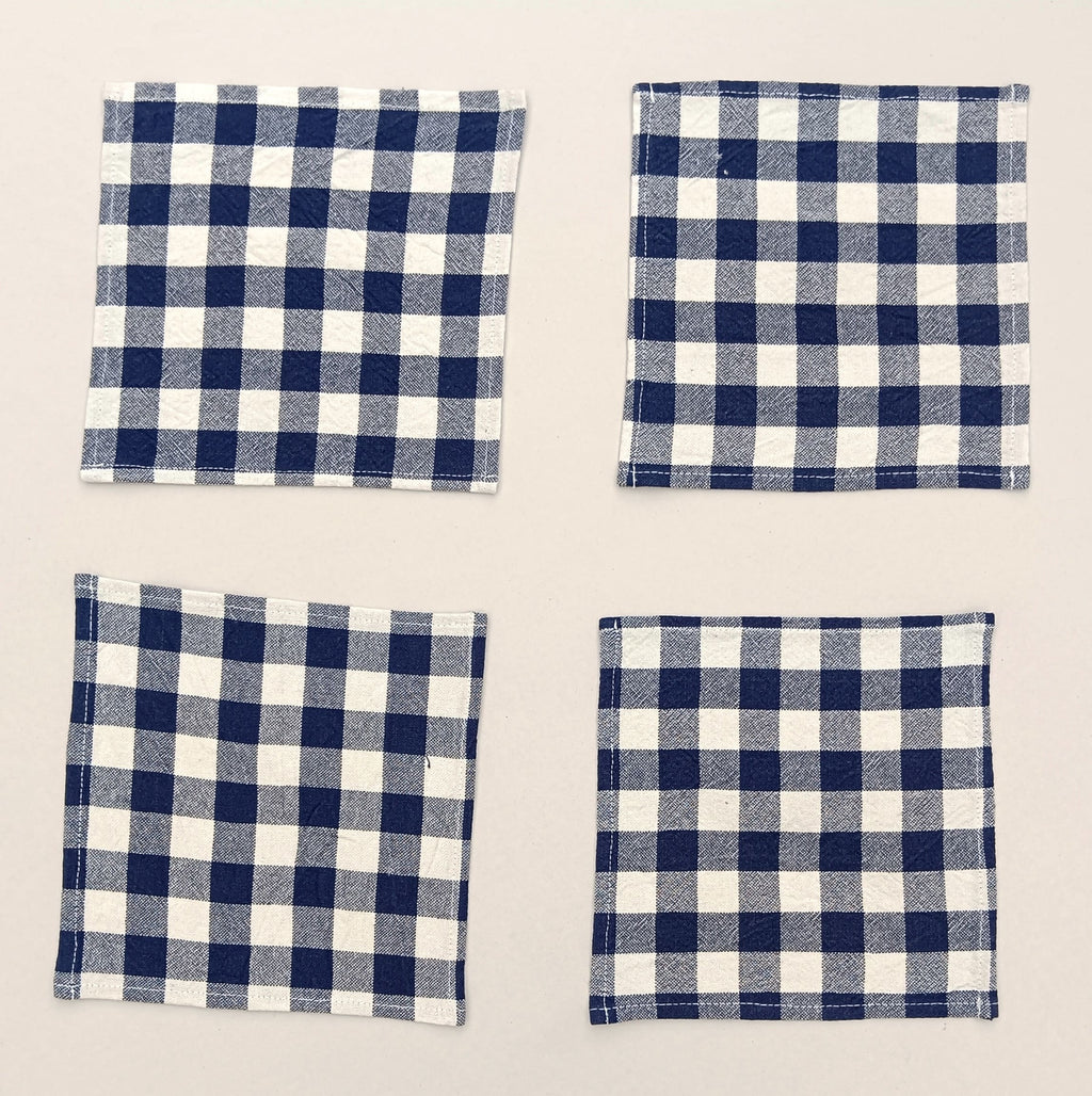 Classic Gingham Woven Coaster Set Pack Of 4pieces