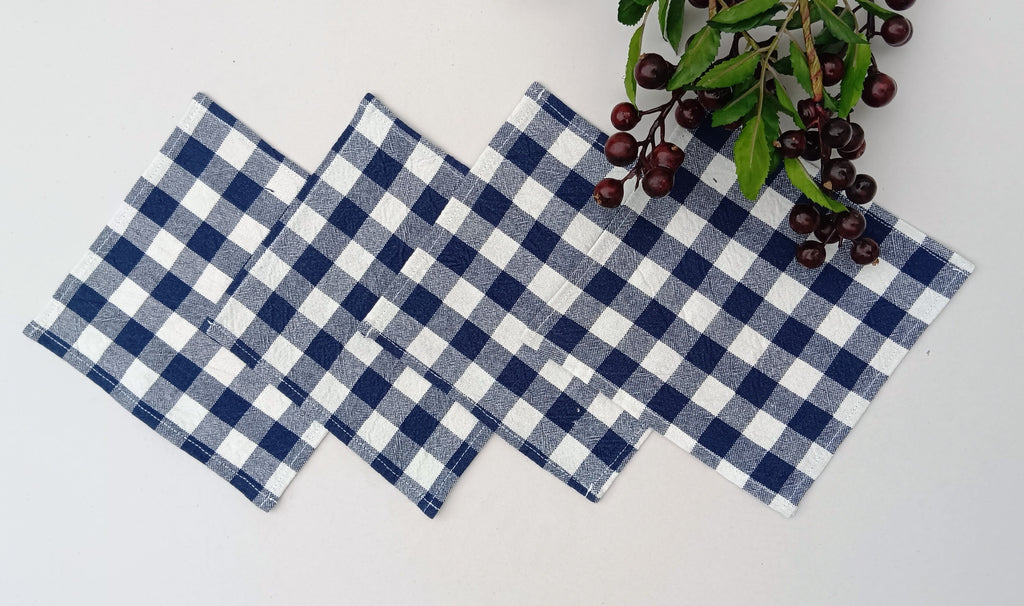 Classic Gingham Woven Coaster Set Pack Of 4pieces