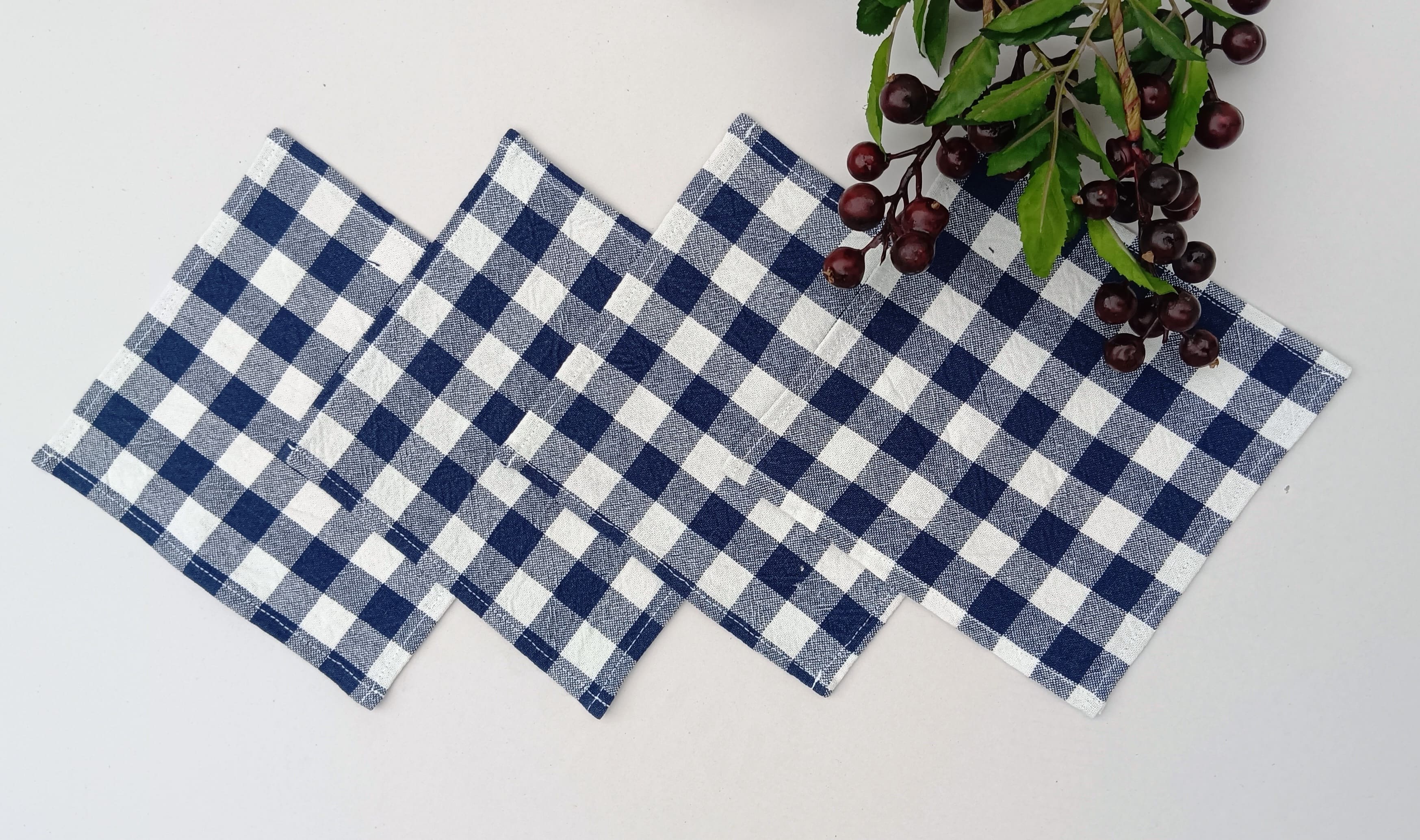 Classic Gingham Woven Coaster Set Pack Of 4pieces