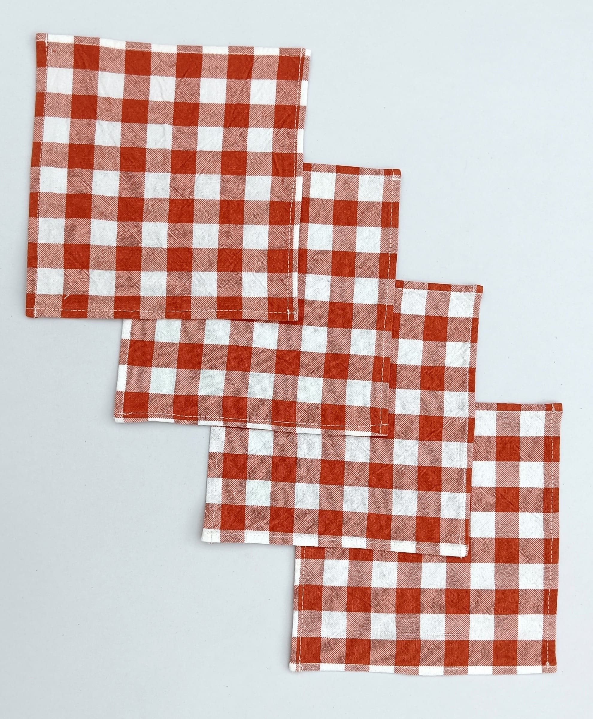Classic Gingham Woven Coaster Set Pack Of 4pieces