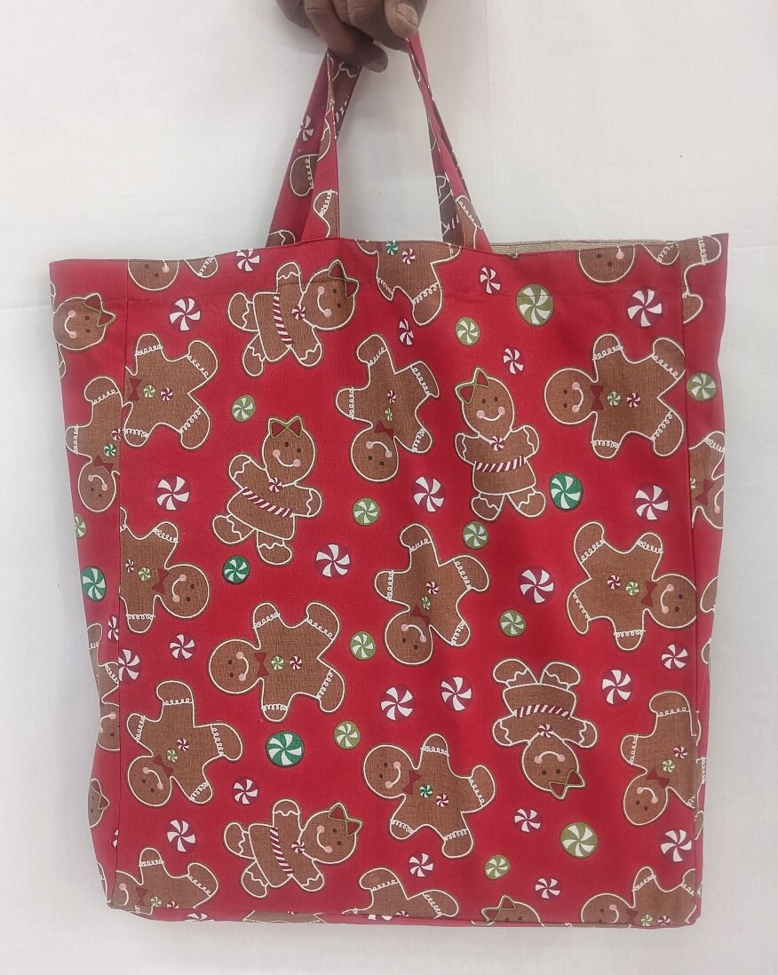 Natural Linen Santa Claus Holiday Tote Bag