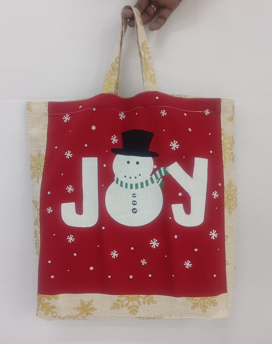 Sparkling Joy Snowman Holiday Tote Bag