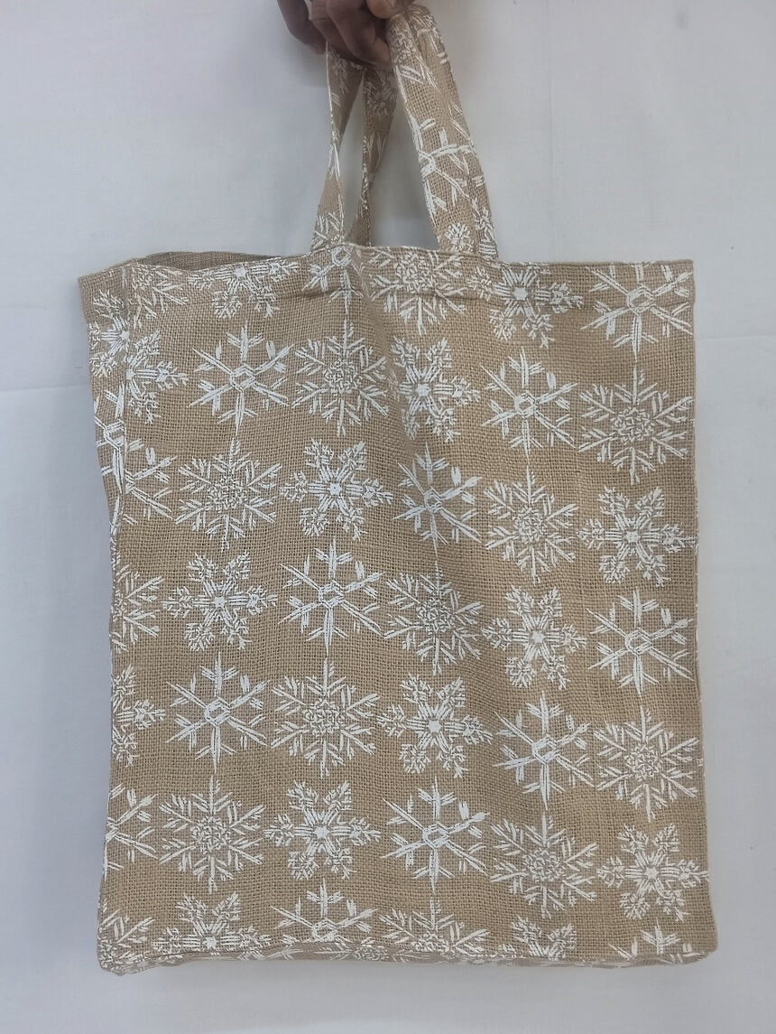 Rustic Embroidered Snowman Tote Bag