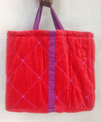 Quilted Cotton Velvet Embroidered Tote Bag