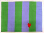 Luminous Satin Heart  Embroidered Placemat Set pack of 2 Piceces