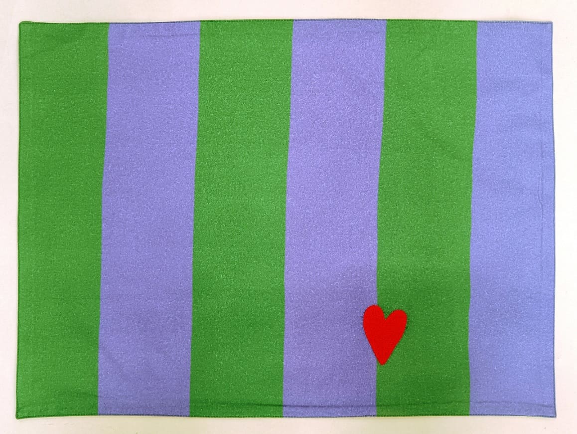Luminous Satin Heart  Embroidered Placemat Set pack of 2 Piceces