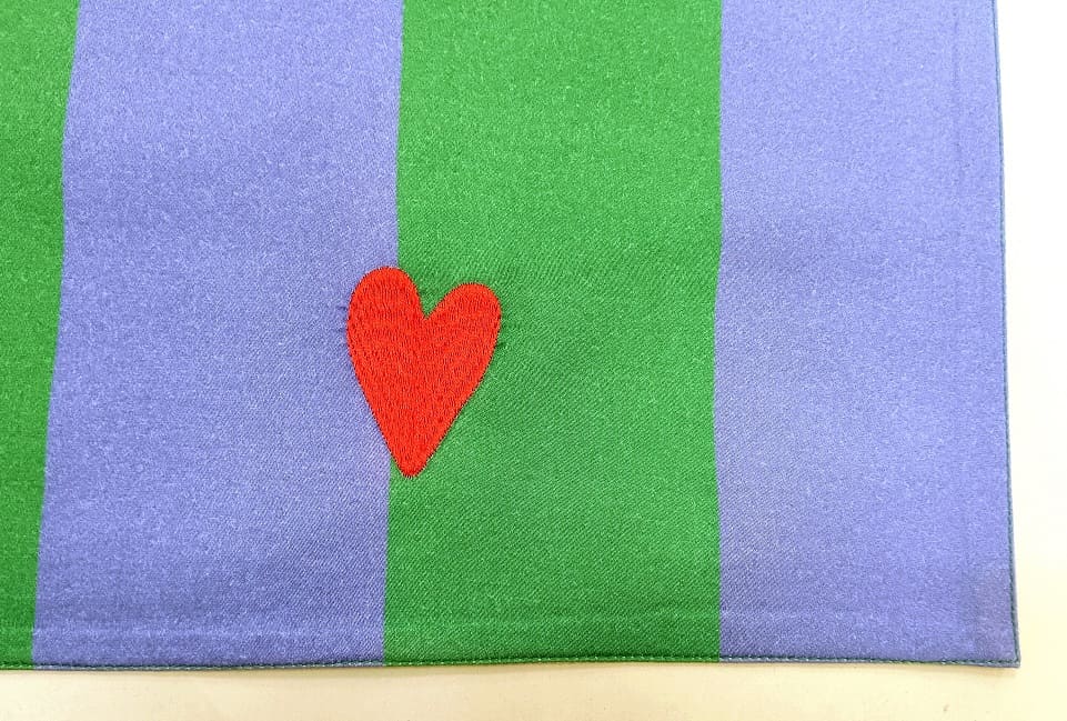 Luminous Satin Heart  Embroidered Placemat Set pack of 2 Piceces