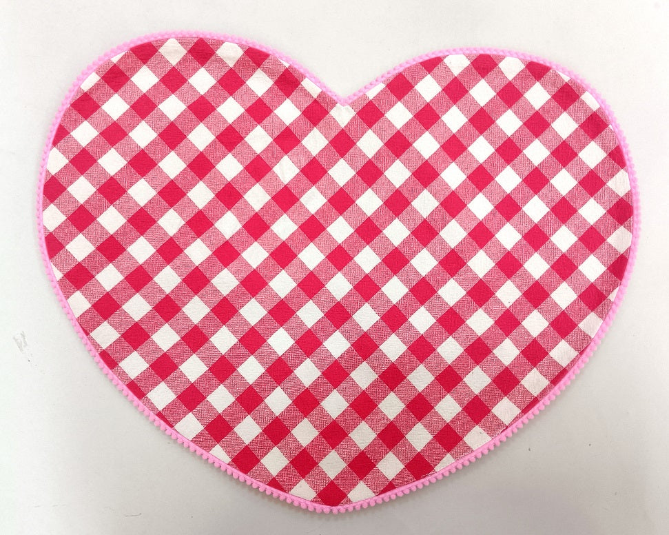 Heart-Shaped Woven Check Place Mat Set Of 2Pcs