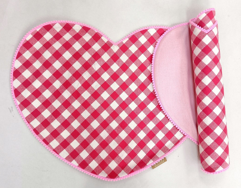 Heart-Shaped Woven Check Place Mat Set Of 2Pcs