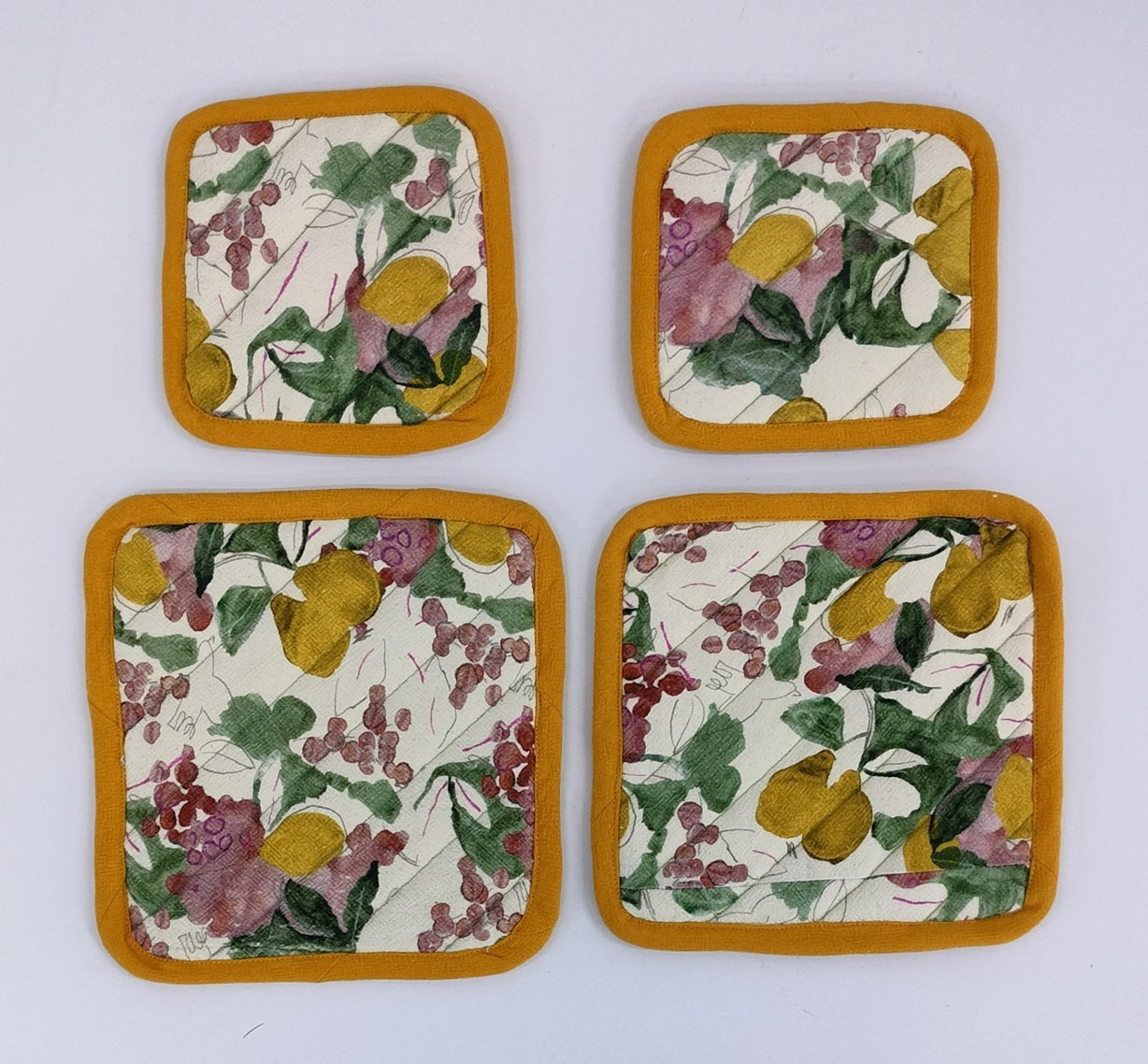 Citrus Grove Textured Quilted Coaster Set Pack Of 4 Pieces