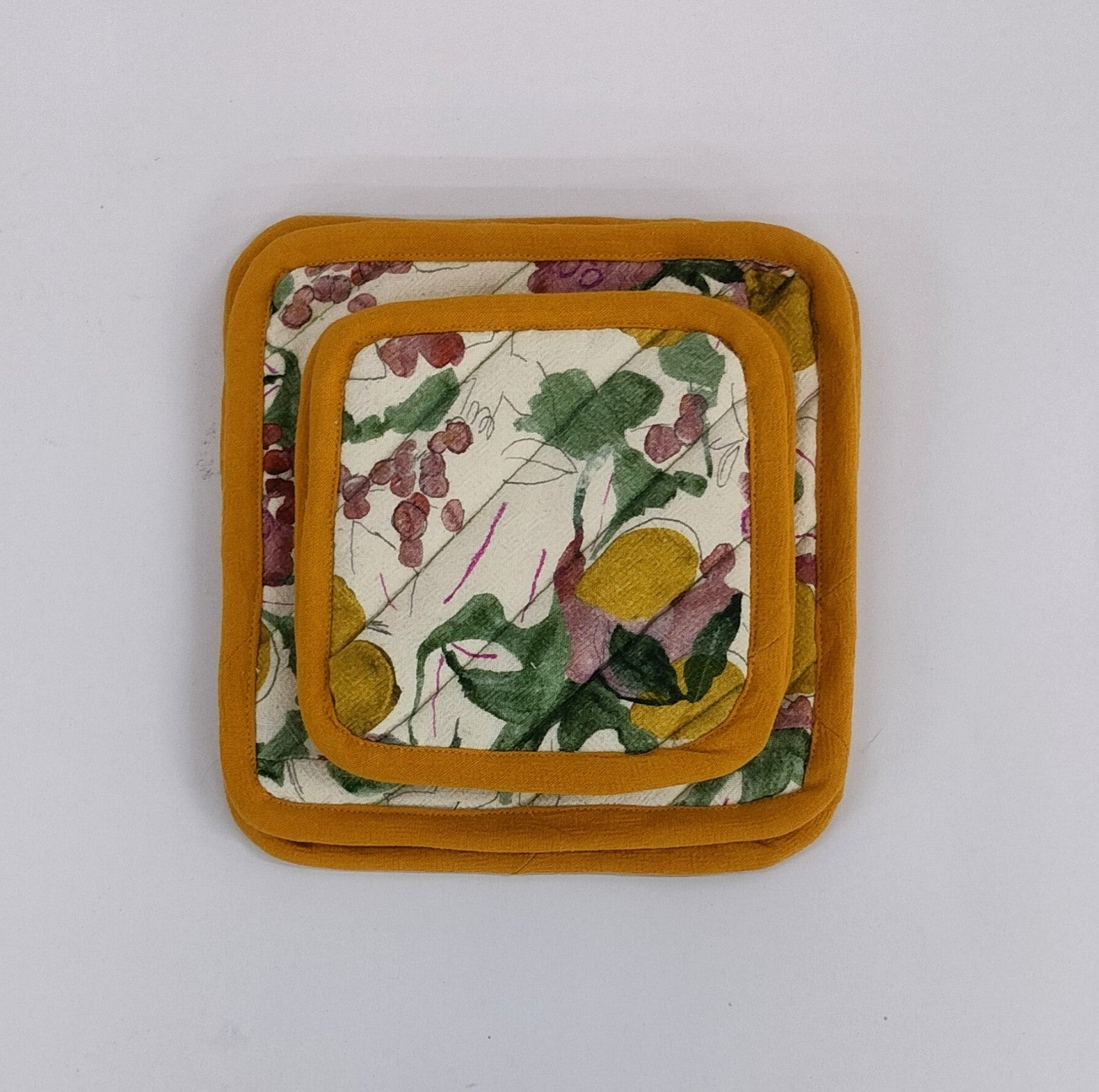 Citrus Grove Textured Quilted Coaster Set Pack Of 4 Pieces