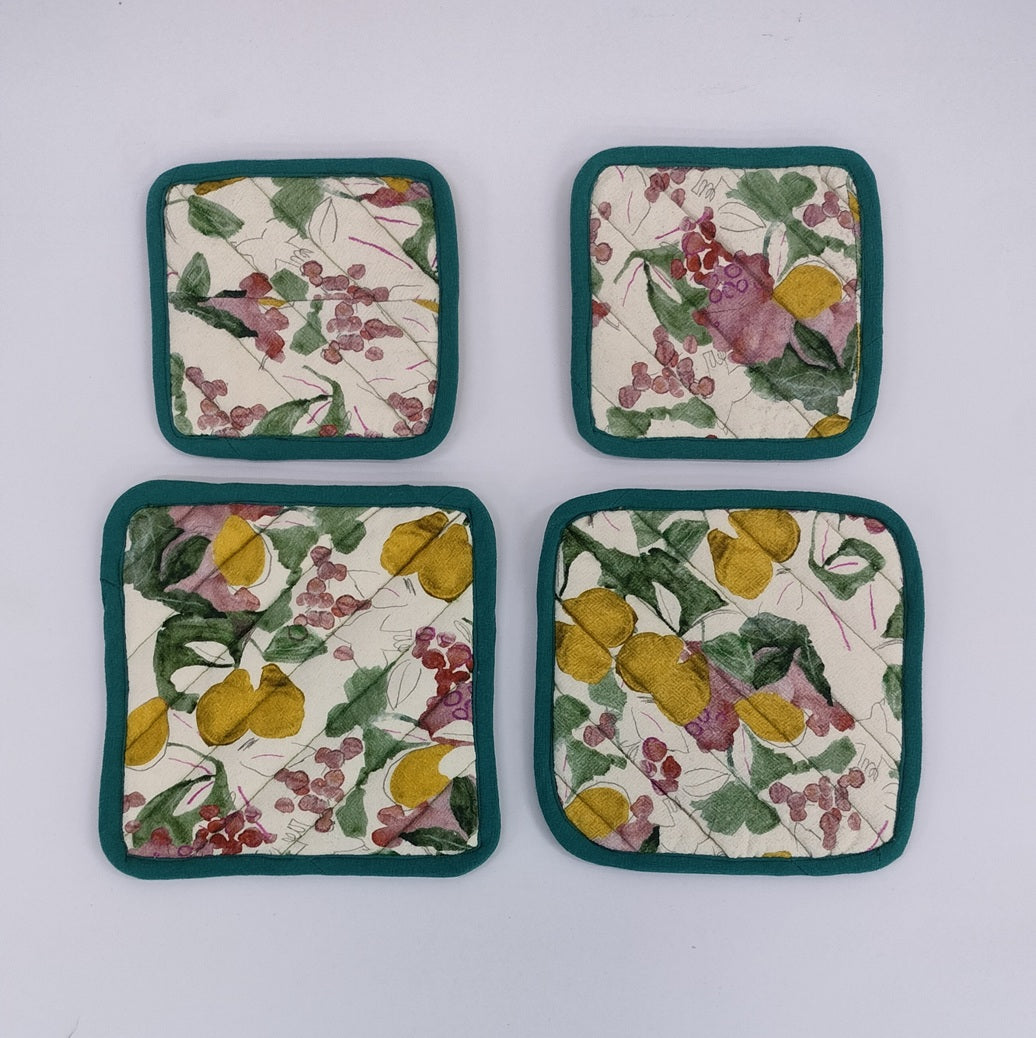 Citrus Grove Textured Quilted Coaster Set Pack Of 4 Pieces
