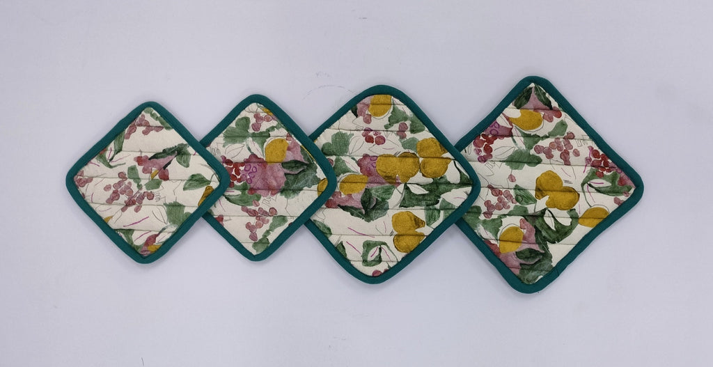 Citrus Grove Textured Quilted Coaster Set Pack Of 4 Pieces