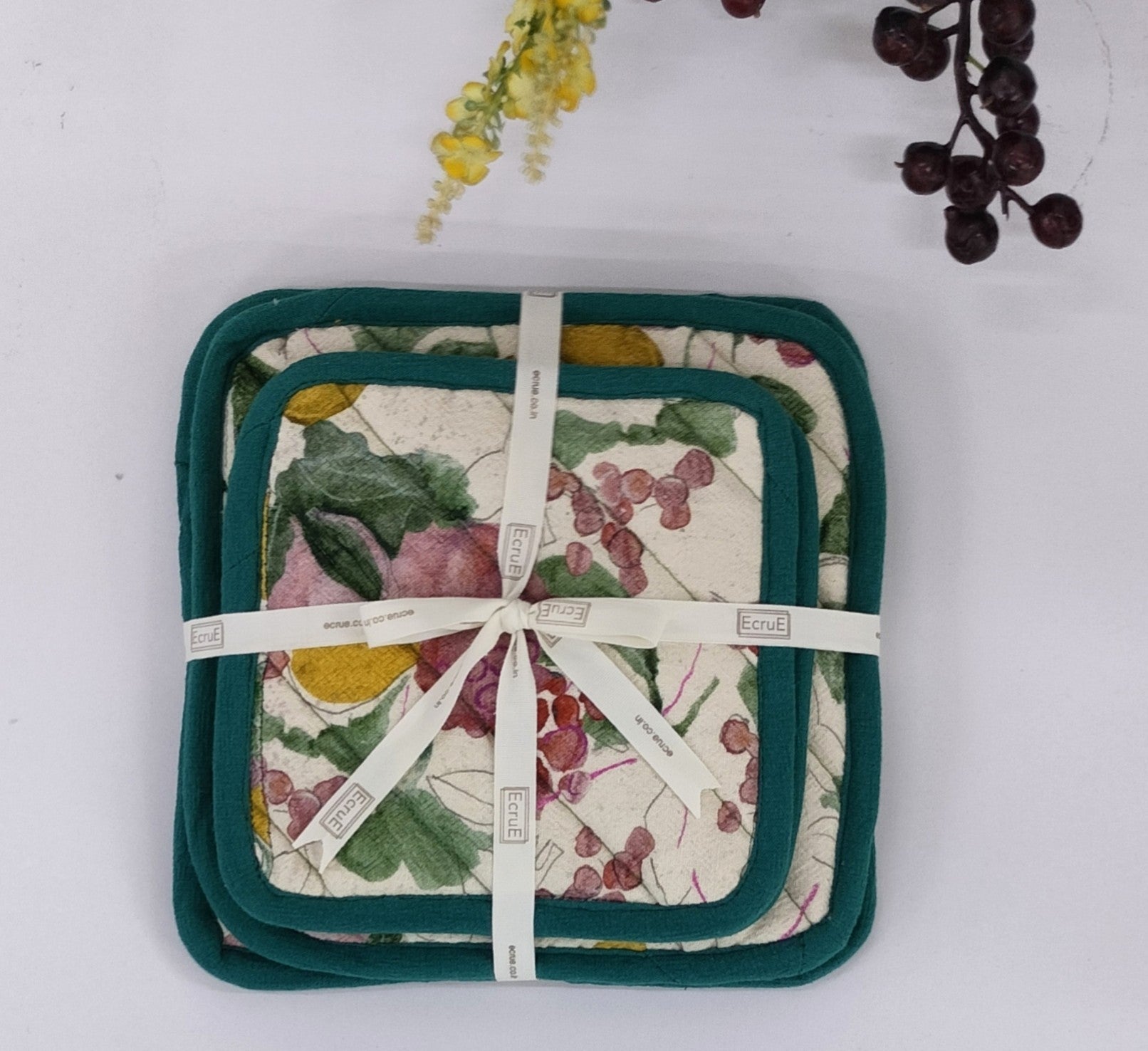 Citrus Grove Textured Quilted Coaster Set Pack Of 4 Pieces