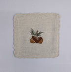 Autumn Acorn Embroidered Linen Coaster Set Pack Of 4pieces