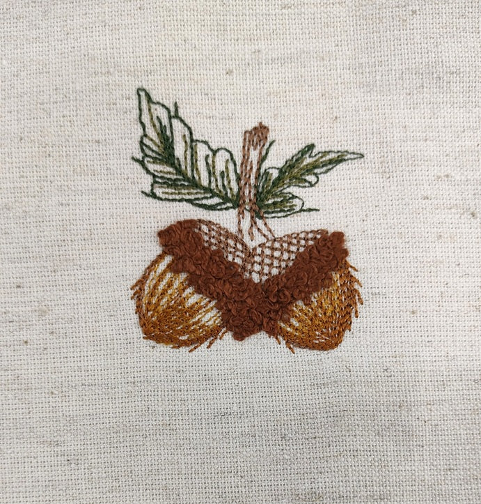 Autumn Acorn Embroidered Linen Coaster Set Pack Of 4pieces