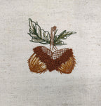 Autumn Acorn Embroidered Linen Coaster Set Pack Of 4pieces