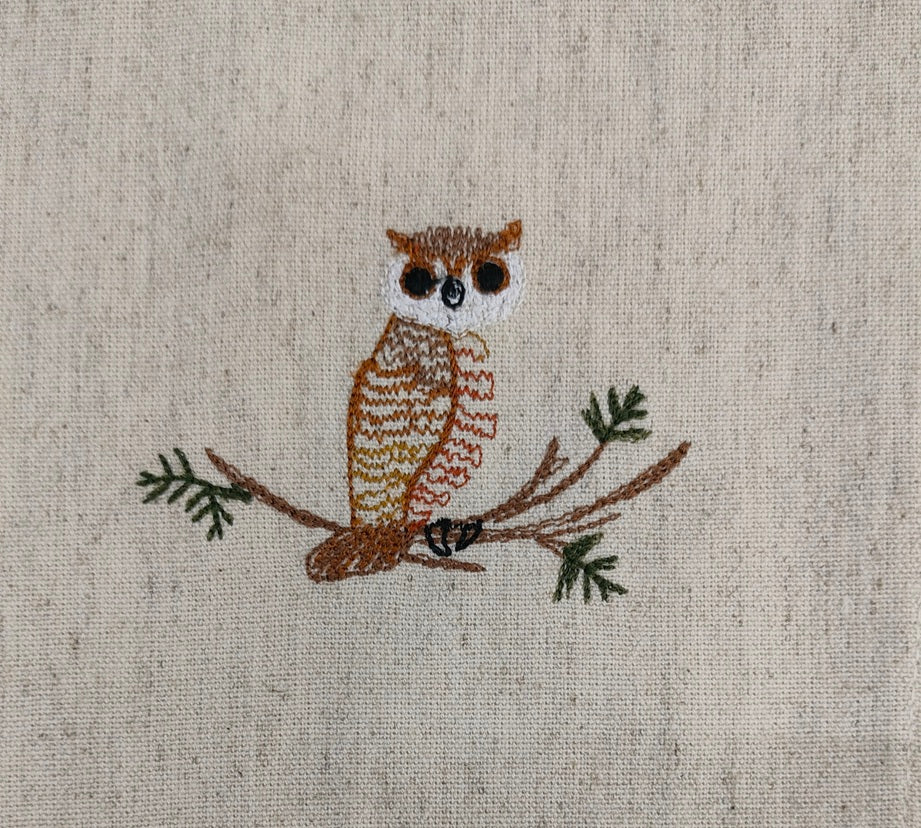 Sage Owl Embroidered Linen Coaster Set Pack Of 04pieces