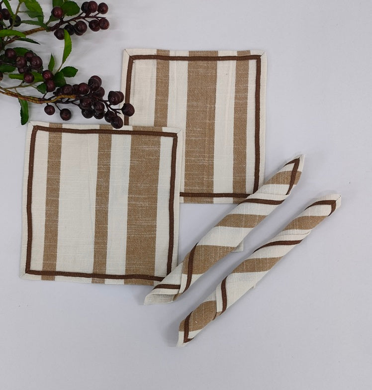 Horizon Stripe Woven Coaster Set Pack Of 04pieces