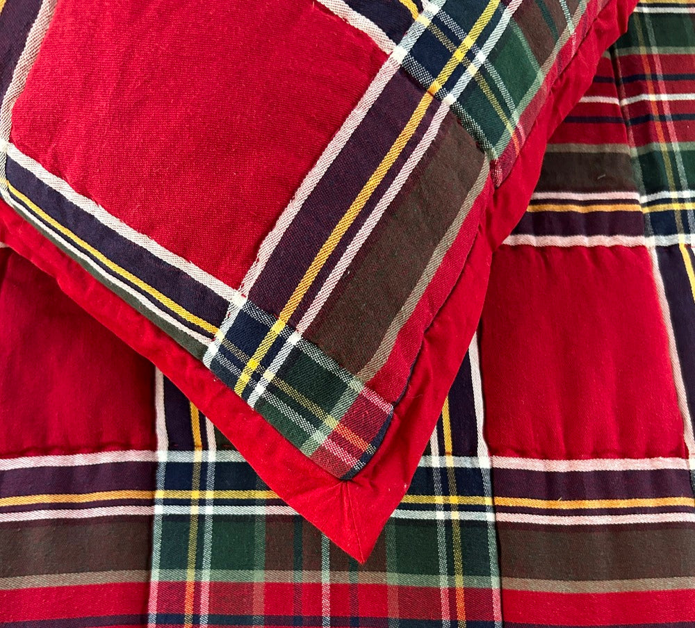 Crimson Manor Woven Plaid Quilt Set