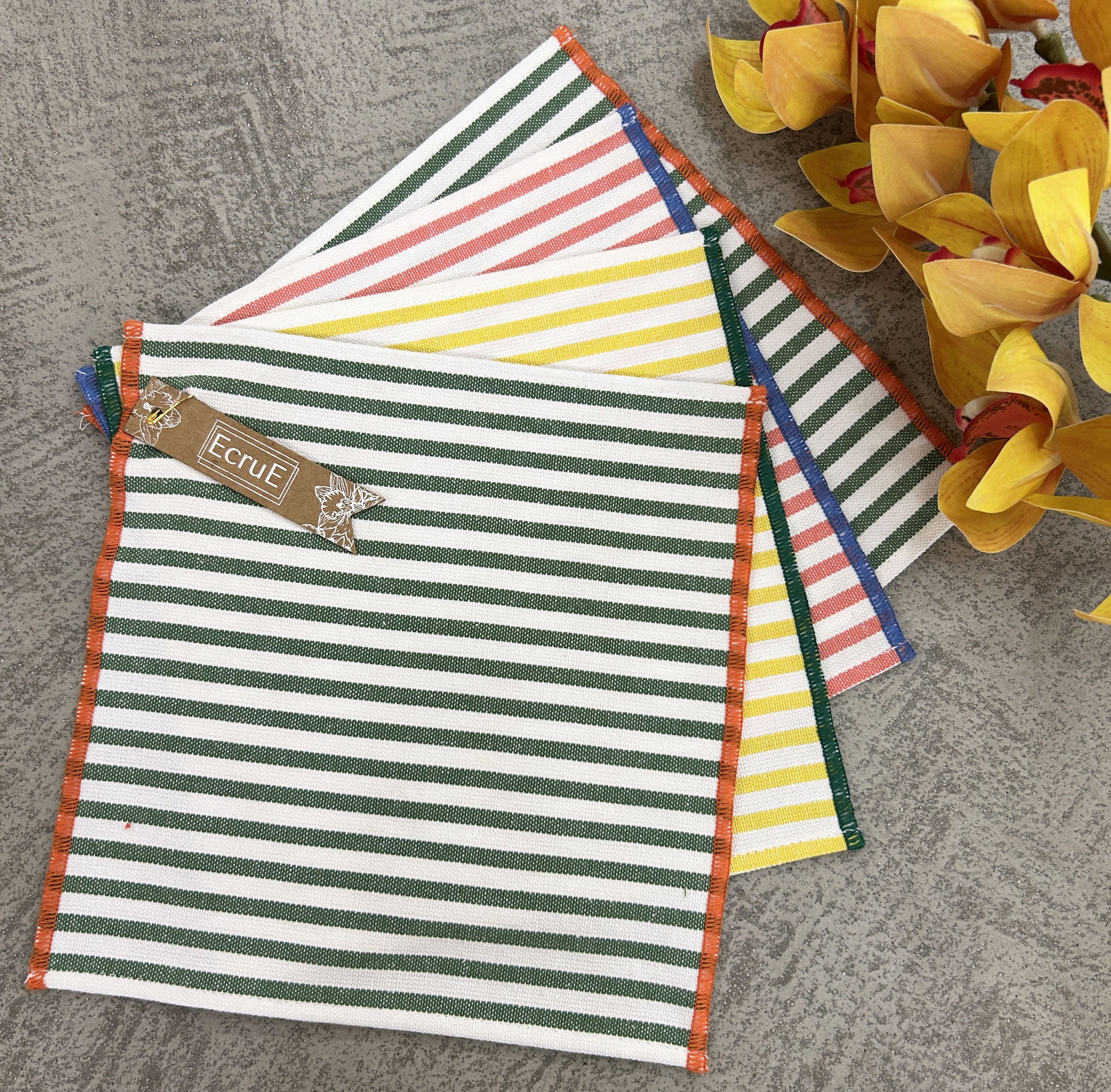 Woven Cotton Stripe Dishcloth Set of 04Pieces
