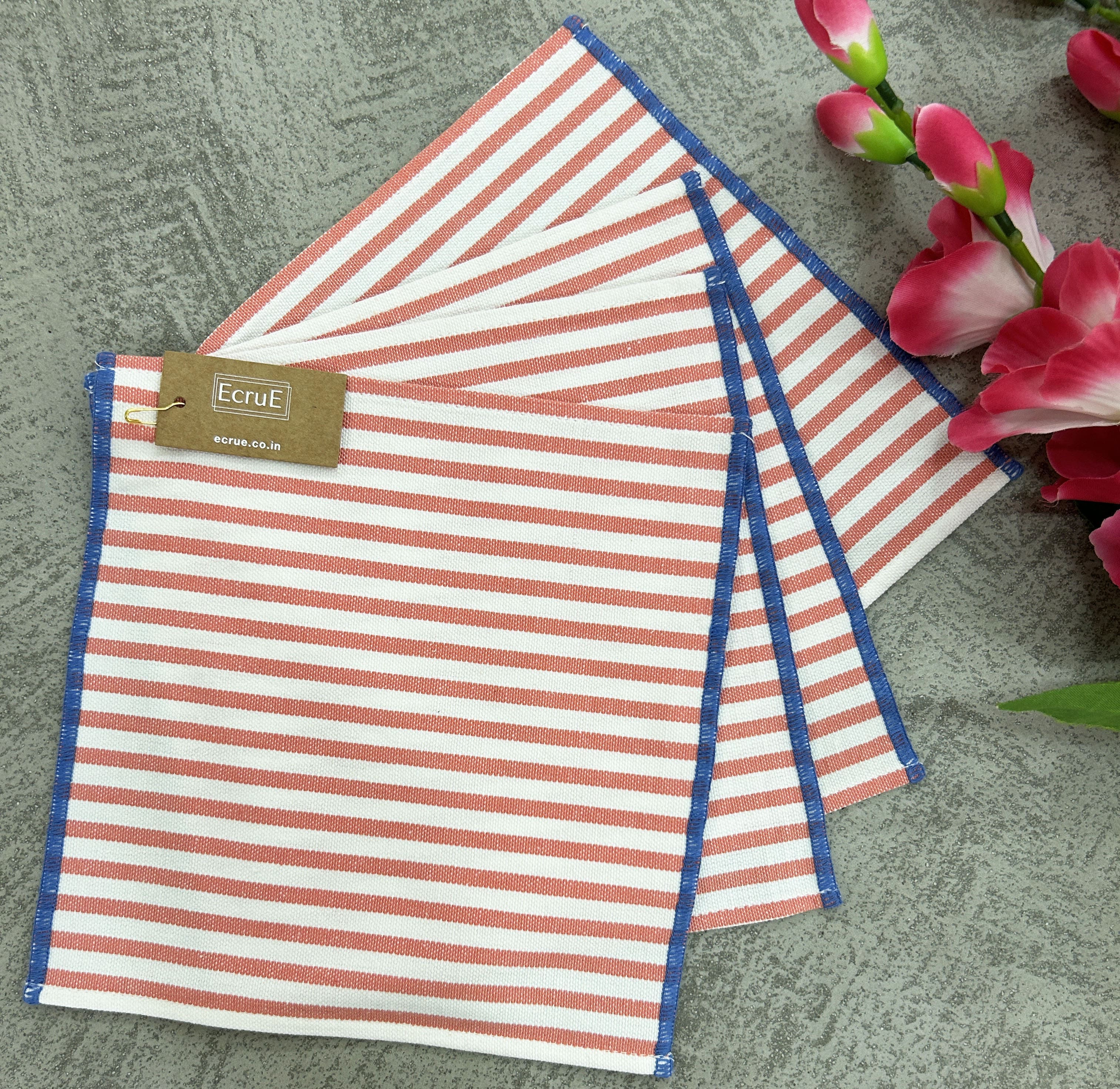 Woven Cotton Stripe Dishcloth Set of 04Pieces