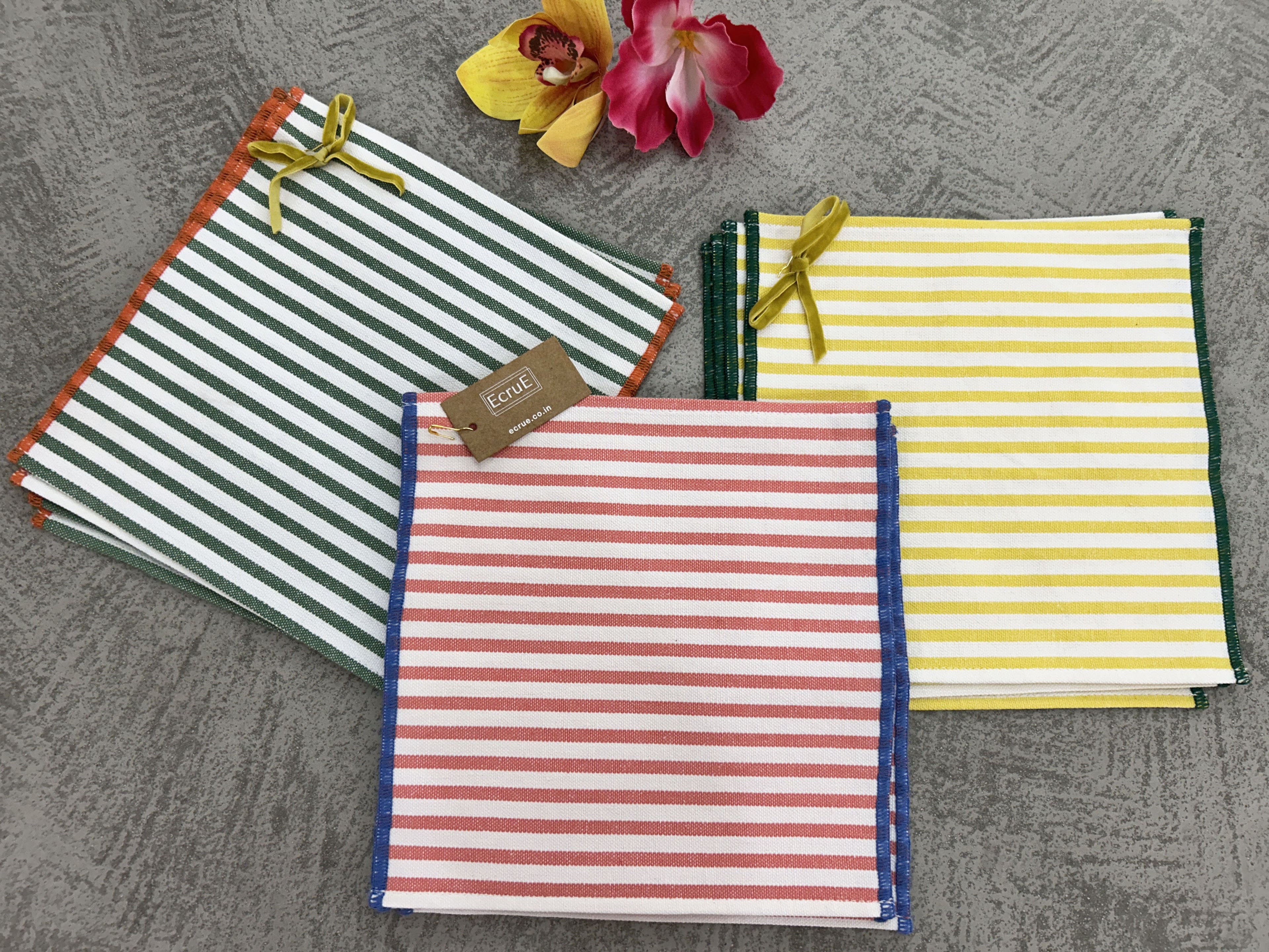 Woven Cotton Stripe Dishcloth Set of 04Pieces