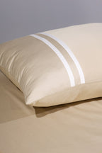Premium Minimalist Linear 400Tc Cotton Satin Flat Bedding Set