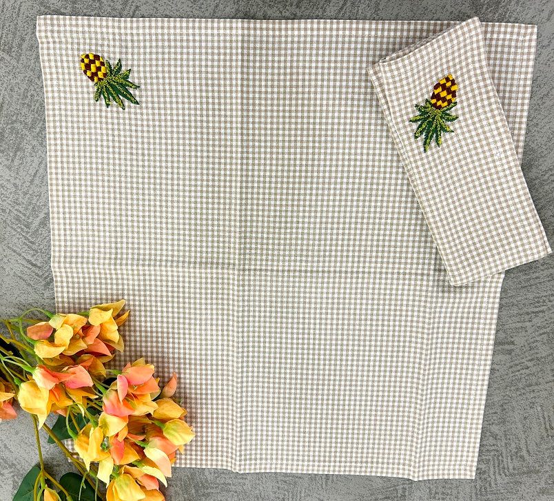 Embroidered Pineapple Harvest Napkin Set Pack Of 4 Pieces