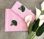 Embroidered Broccoli Gingham Napkin Set Pack Of 4 Pieces
