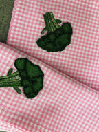 Embroidered Broccoli Gingham Napkin Set Pack Of 4 Pieces