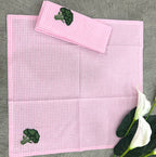 Embroidered Broccoli Gingham Napkin Set Pack Of 4 Pieces