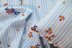 Premium Striped Floral Printed Cotton-Poly Bed Sheet Set