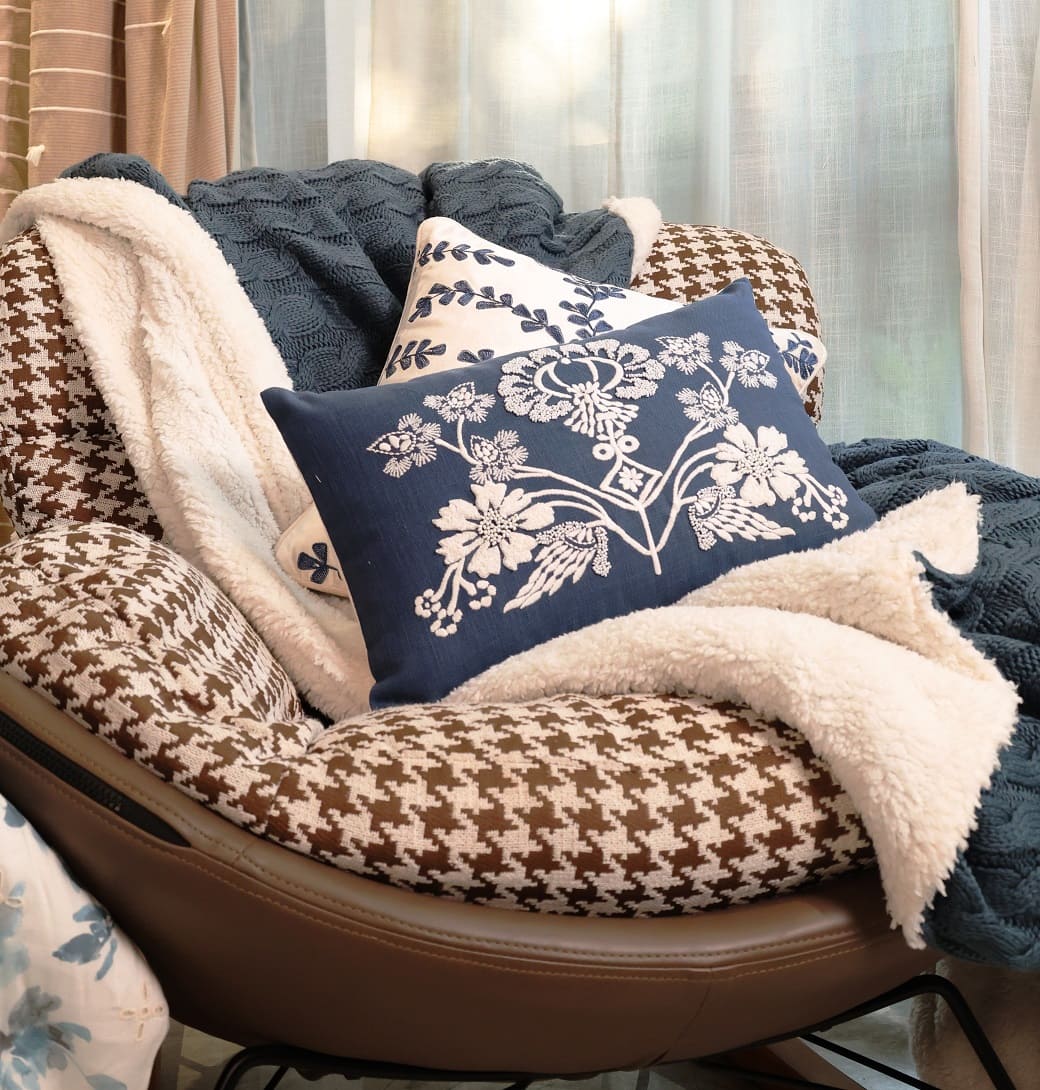 Hand-Beaded And Embroidered Cushion