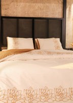 Ecrue Embroidered Cotton Satin Duvet Cover Set