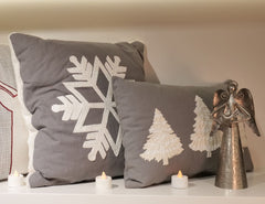 Embroidered Snowflake Decorative Throw Pillow