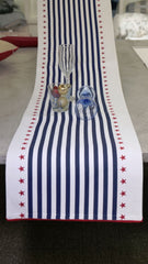 Festive Stripes & Stars Cotton Canvas Table Runner