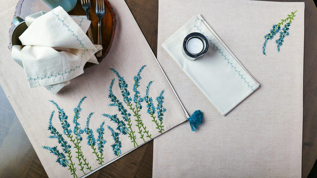 Artisanal Botanical Table Linen Collection (17-Piece Set)