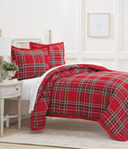Crimson Manor Woven Plaid Quilt Set