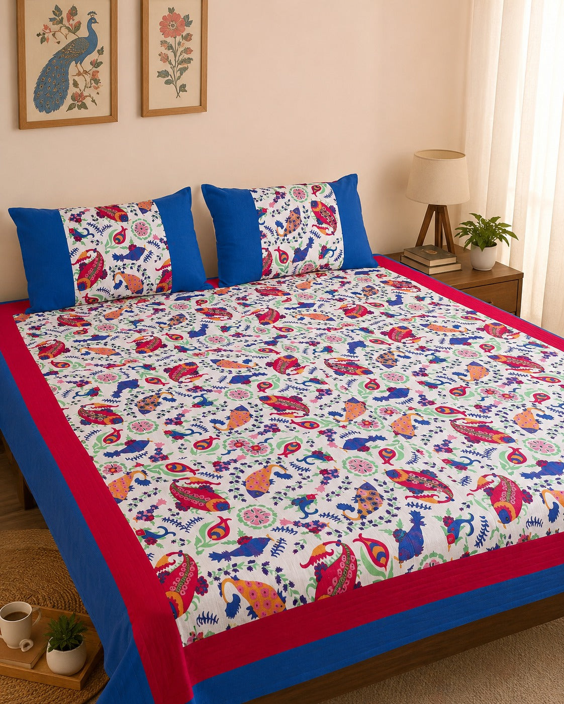 EcruE Premium Abstract Motif Printed 100% Cotton Bed Sheet Set – Soft, Breathable & Comfortable