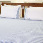 EcruE Charming Gingham Check Embroidered Lace 100% Cotton Bed Sheet Set – Soft, Breathable & Premium Comfort