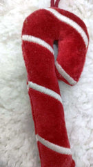 Classic Velvet Candy Cane Hanging Ornament