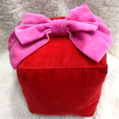 Classic Red Velvet Christmas Gift Box Pillow